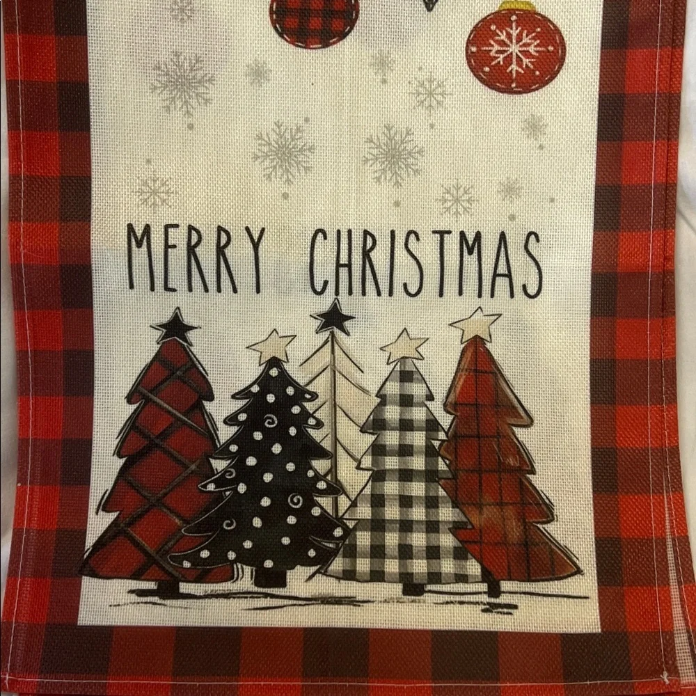Festive Christmas Table Runner with Red and Black Plaid